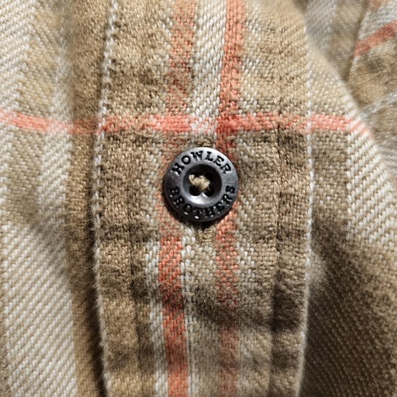 Howler Brothers Harker’s Flannel - Kempton Plaid Taupe - Men’s Medium - Picture 11 of 11